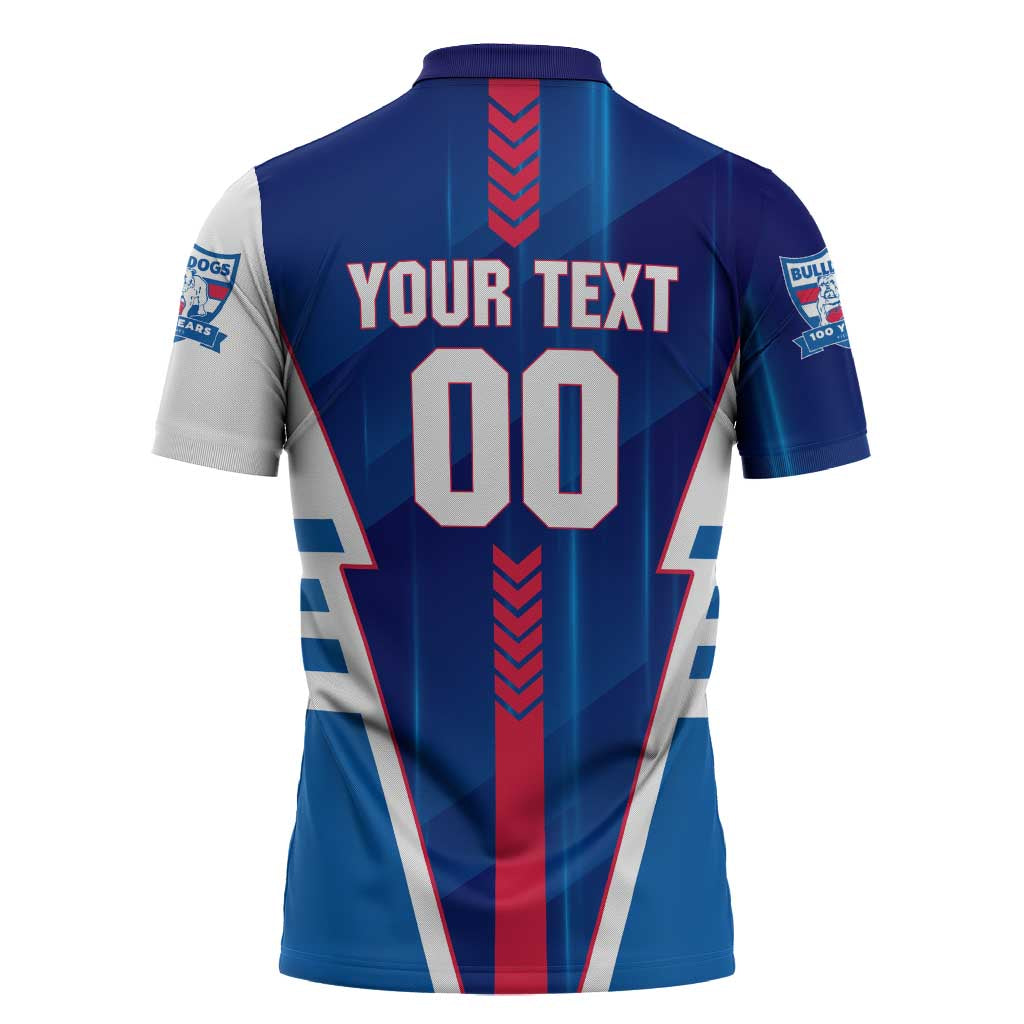 Personalized Western Bulldogs Zipper Polo Shirt Modern Geometric Sports Graphic Style
