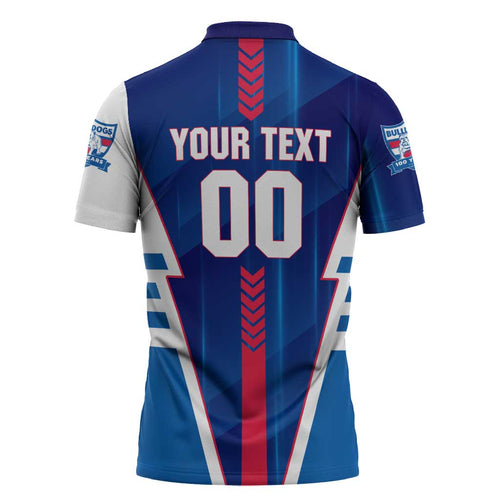Personalized Western Bulldogs Zipper Polo Shirt Modern Geometric Sports Graphic Style