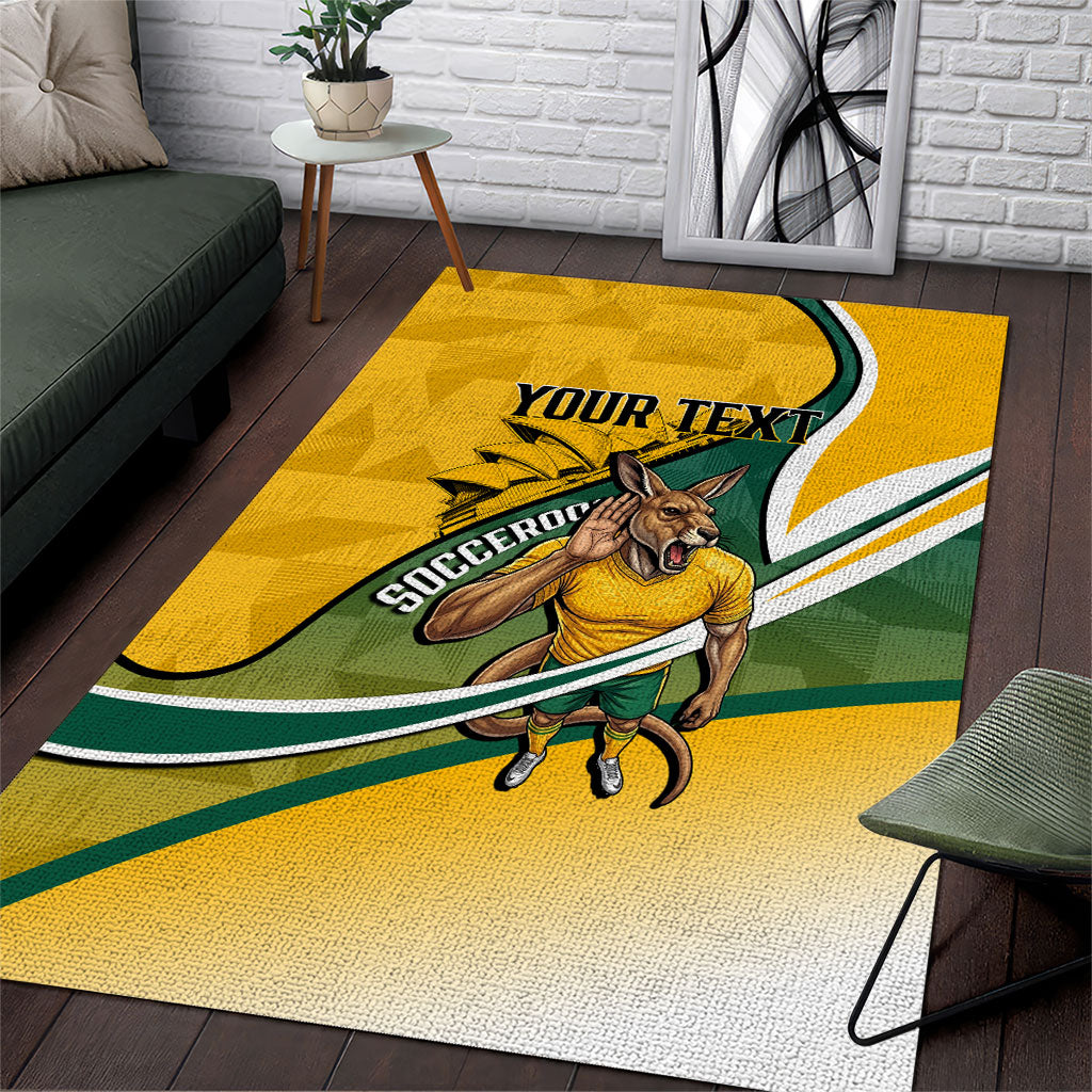 Personalized Australia Soccer Kangaroo Mascot Area Rug Sydney Opera House - Hear the Champions Roar Football