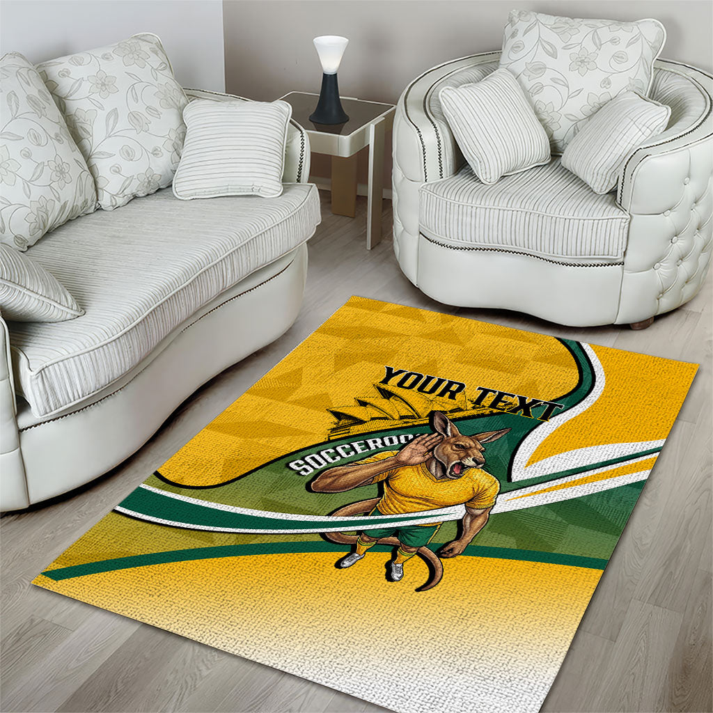 Personalized Australia Soccer Kangaroo Mascot Area Rug Sydney Opera House - Hear the Champions Roar Football
