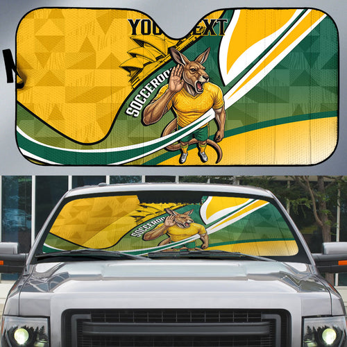 Personalized Australia Soccer Kangaroo Mascot Auto Sun Shade Sydney Opera House - Hear the Champions Roar Football