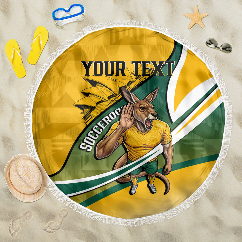 Personalized Australia Soccer Kangaroo Mascot Beach Blanket Sydney Opera House - Hear the Champions Roar Football