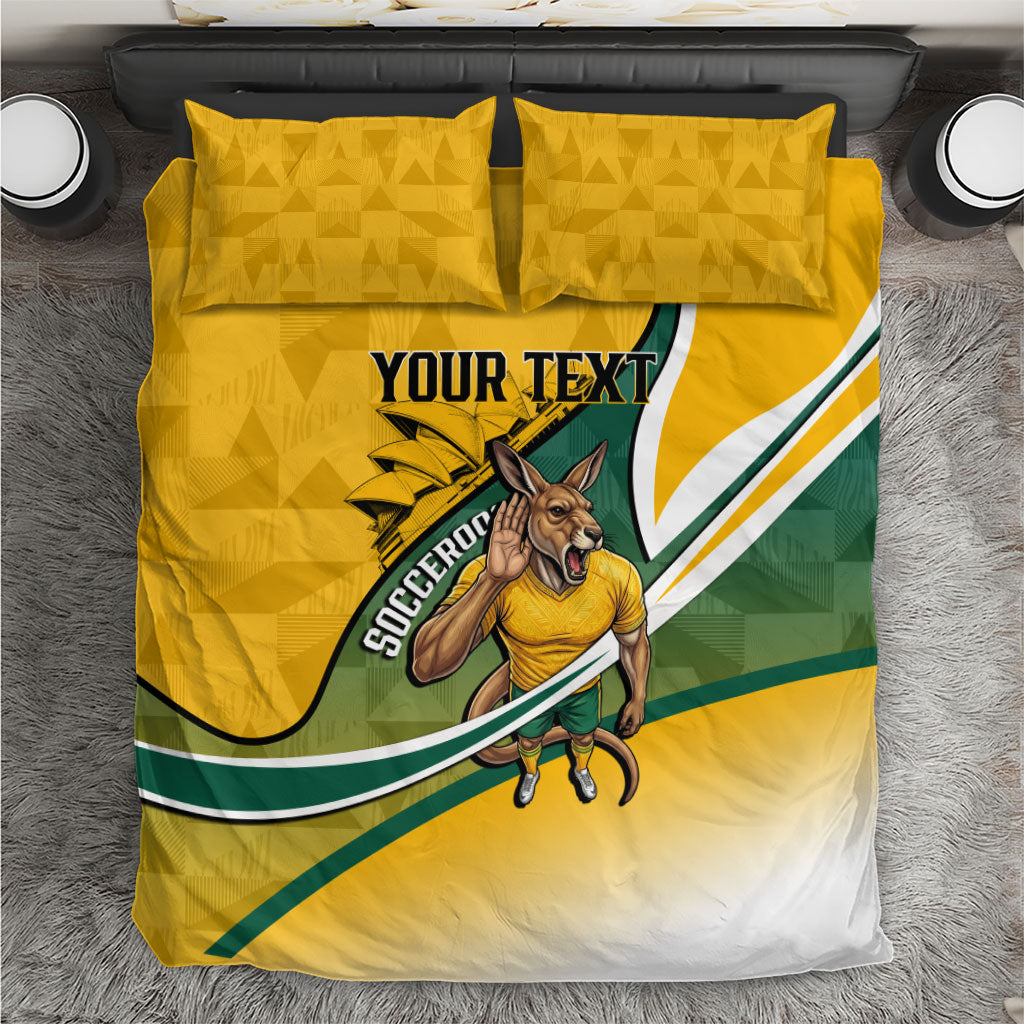 Personalized Australia Soccer Kangaroo Mascot Bedding Set Sydney Opera House - Hear the Champions Roar Football