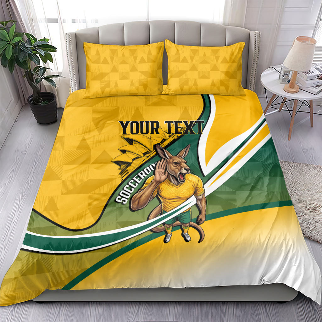 Personalized Australia Soccer Kangaroo Mascot Bedding Set Sydney Opera House - Hear the Champions Roar Football