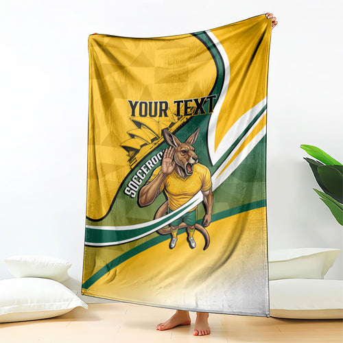 Personalized Australia Soccer Kangaroo Mascot Blanket Sydney Opera House - Hear the Champions Roar Football