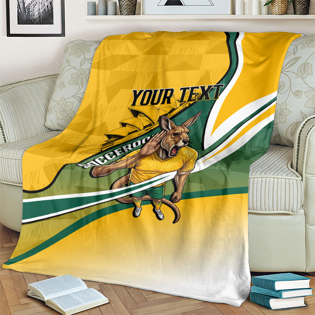 Personalized Australia Soccer Kangaroo Mascot Blanket Sydney Opera House - Hear the Champions Roar Football