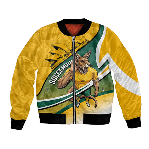 Personalized Australia Soccer Kangaroo Mascot Bomber Jacket Sydney Opera House - Hear the Champions Roar Football