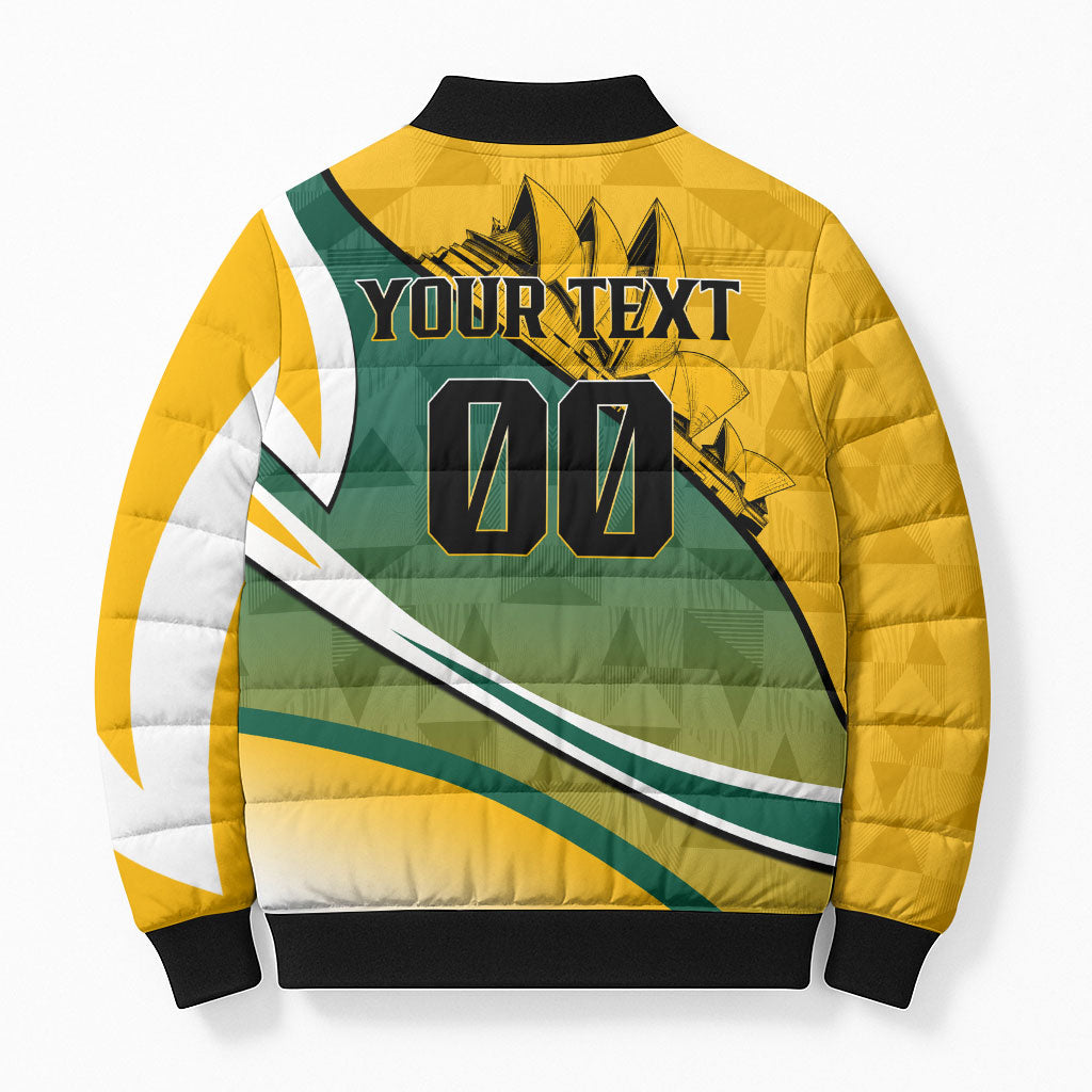 Personalized Australia Soccer Kangaroo Mascot Bomber Puffer Jacket Sydney Opera House - Hear the Champions Roar Football