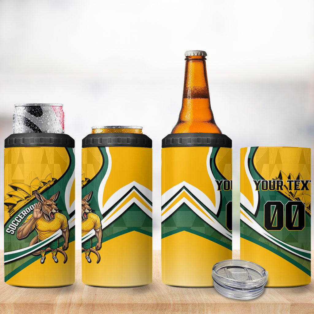 Personalized Australia Soccer Kangaroo Mascot 4 in 1 Can Cooler Tumbler Sydney Opera House - Hear the Champions Roar Football