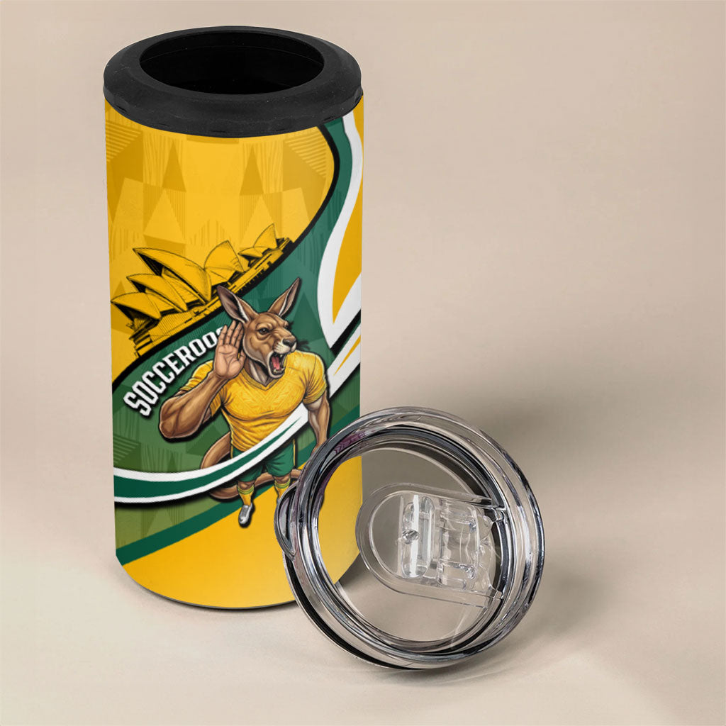 Personalized Australia Soccer Kangaroo Mascot 4 in 1 Can Cooler Tumbler Sydney Opera House - Hear the Champions Roar Football