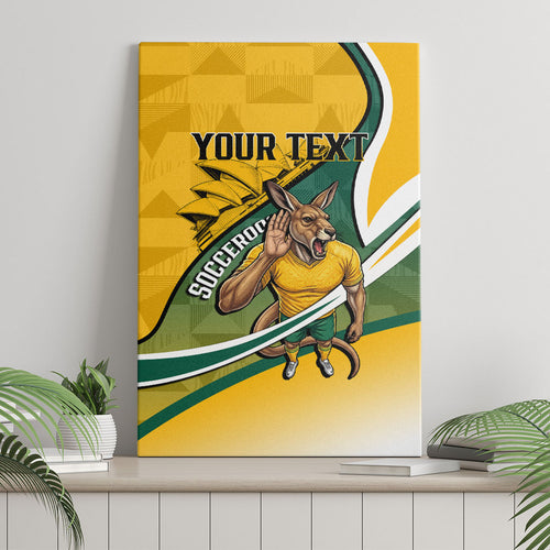 Personalized Australia Soccer Kangaroo Mascot Canvas Wall Art Sydney Opera House - Hear the Champions Roar Football