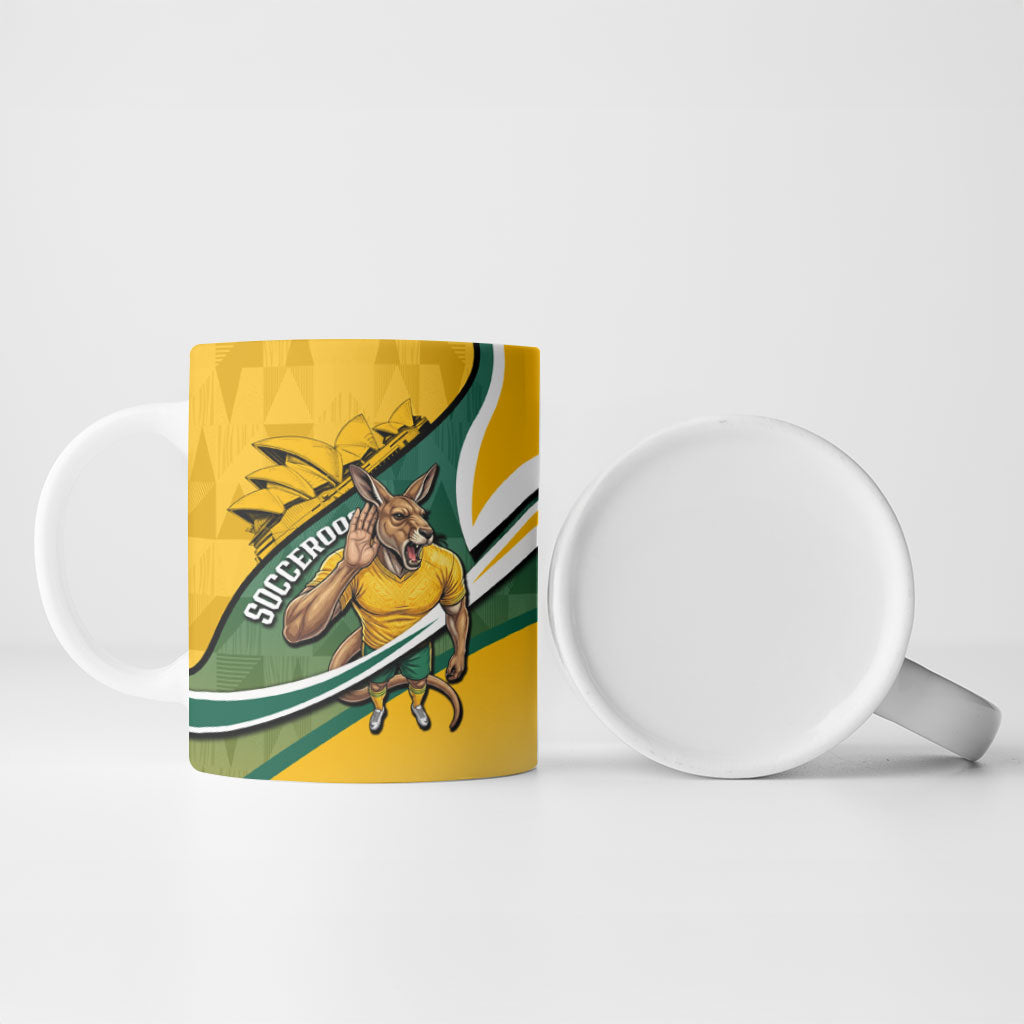 Personalized Australia Soccer Kangaroo Mascot Ceramic Mug Sydney Opera House - Hear the Champions Roar Football