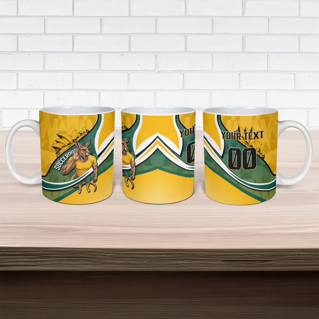 Personalized Australia Soccer Kangaroo Mascot Ceramic Mug Sydney Opera House - Hear the Champions Roar Football