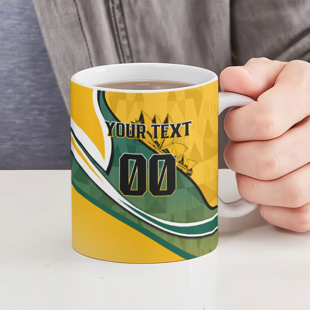 Personalized Australia Soccer Kangaroo Mascot Ceramic Mug Sydney Opera House - Hear the Champions Roar Football