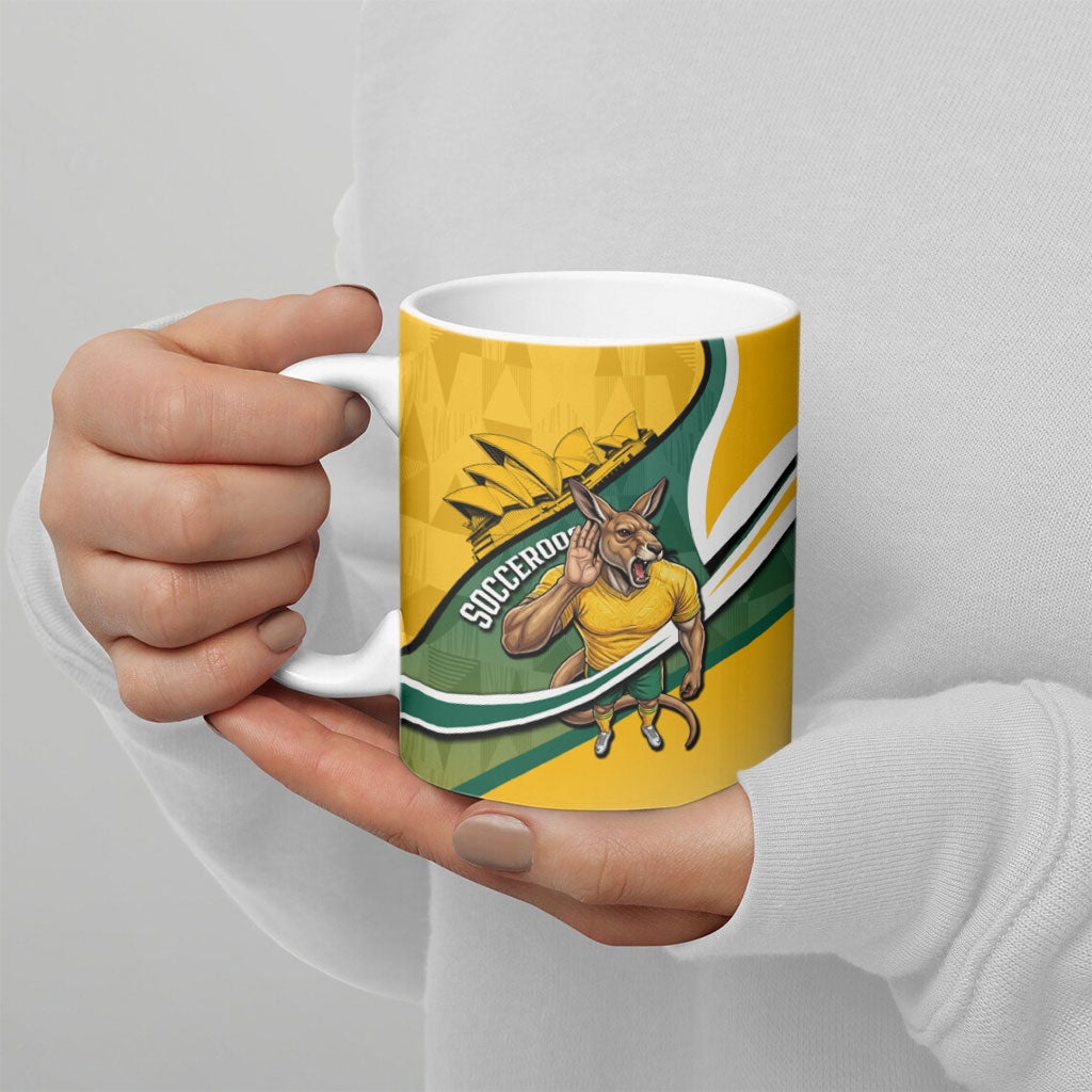 Personalized Australia Soccer Kangaroo Mascot Ceramic Mug Sydney Opera House - Hear the Champions Roar Football