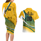Personalized Australia Soccer Kangaroo Mascot Couples Matching Long Sleeve Bodycon Dress and Hawaiian Shirt Sydney Opera House - Hear the Champions Roar Football