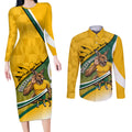 Personalized Australia Soccer Kangaroo Mascot Couples Matching Long Sleeve Bodycon Dress and Long Sleeve Button Shirt Sydney Opera House - Hear the Champions Roar Football