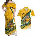 Personalized Australia Soccer Kangaroo Mascot Couples Matching Off Shoulder Maxi Dress and Hawaiian Shirt Sydney Opera House - Hear the Champions Roar Football