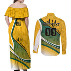 Personalized Australia Soccer Kangaroo Mascot Couples Matching Off Shoulder Maxi Dress and Long Sleeve Button Shirt Sydney Opera House - Hear the Champions Roar Football