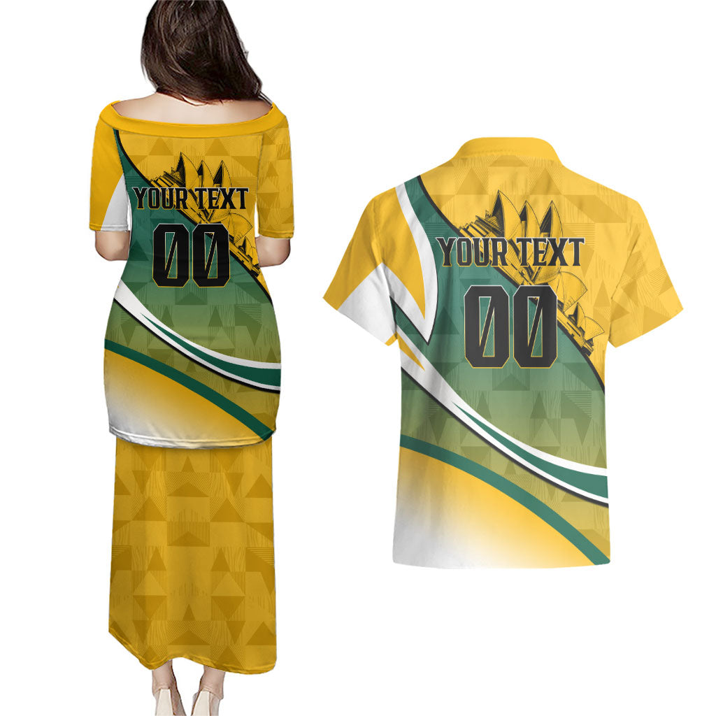 Personalized Australia Soccer Kangaroo Mascot Couples Matching Puletasi and Hawaiian Shirt Sydney Opera House - Hear the Champions Roar Football