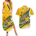 Personalized Australia Soccer Kangaroo Mascot Couples Matching Summer Maxi Dress and Hawaiian Shirt Sydney Opera House - Hear the Champions Roar Football