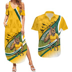 Personalized Australia Soccer Kangaroo Mascot Couples Matching Summer Maxi Dress and Hawaiian Shirt Sydney Opera House - Hear the Champions Roar Football