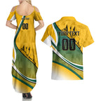 Personalized Australia Soccer Kangaroo Mascot Couples Matching Summer Maxi Dress and Hawaiian Shirt Sydney Opera House - Hear the Champions Roar Football