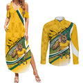 Personalized Australia Soccer Kangaroo Mascot Couples Matching Summer Maxi Dress and Long Sleeve Button Shirt Sydney Opera House - Hear the Champions Roar Football