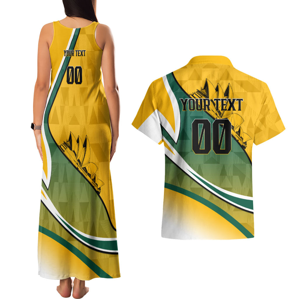 Personalized Australia Soccer Kangaroo Mascot Couples Matching Tank Maxi Dress and Hawaiian Shirt Sydney Opera House - Hear the Champions Roar Football