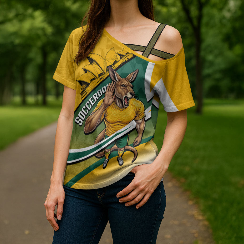 Personalized Australia Soccer Kangaroo Mascot Cross Shoulder Shirt Sydney Opera House - Hear the Champions Roar Football