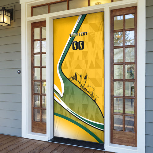 Personalized Australia Soccer Kangaroo Mascot Door Cover Sydney Opera House - Hear the Champions Roar Football