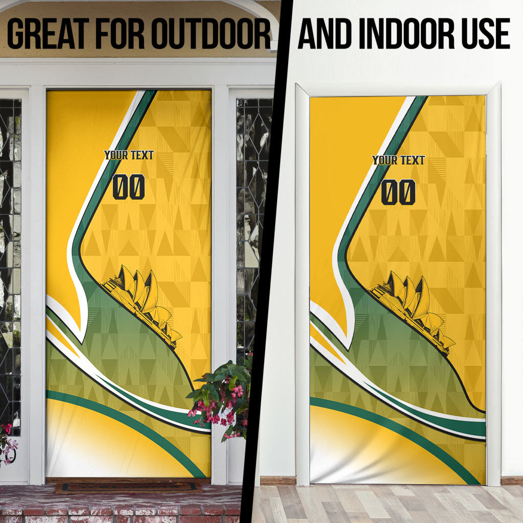 Personalized Australia Soccer Kangaroo Mascot Door Cover Sydney Opera House - Hear the Champions Roar Football