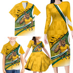 Personalized Australia Soccer Kangaroo Mascot Family Matching Long Sleeve Bodycon Dress and Hawaiian Shirt Sydney Opera House - Hear the Champions Roar Football