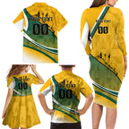 Personalized Australia Soccer Kangaroo Mascot Family Matching Long Sleeve Bodycon Dress and Hawaiian Shirt Sydney Opera House - Hear the Champions Roar Football