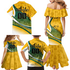 Personalized Australia Soccer Kangaroo Mascot Family Matching Mermaid Dress and Hawaiian Shirt Sydney Opera House - Hear the Champions Roar Football