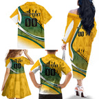 Personalized Australia Soccer Kangaroo Mascot Family Matching Off The Shoulder Long Sleeve Dress and Hawaiian Shirt Sydney Opera House - Hear the Champions Roar Football
