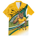 Personalized Australia Soccer Kangaroo Mascot Family Matching Off The Shoulder Long Sleeve Dress and Hawaiian Shirt Sydney Opera House - Hear the Champions Roar Football