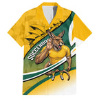 Personalized Australia Soccer Kangaroo Mascot Family Matching Off The Shoulder Long Sleeve Dress and Hawaiian Shirt Sydney Opera House - Hear the Champions Roar Football