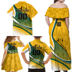 Personalized Australia Soccer Kangaroo Mascot Family Matching Off Shoulder Maxi Dress and Hawaiian Shirt Sydney Opera House - Hear the Champions Roar Football