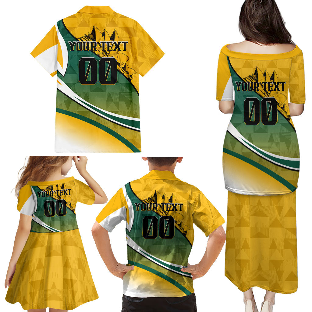 Personalized Australia Soccer Kangaroo Mascot Family Matching Puletasi and Hawaiian Shirt Sydney Opera House - Hear the Champions Roar Football