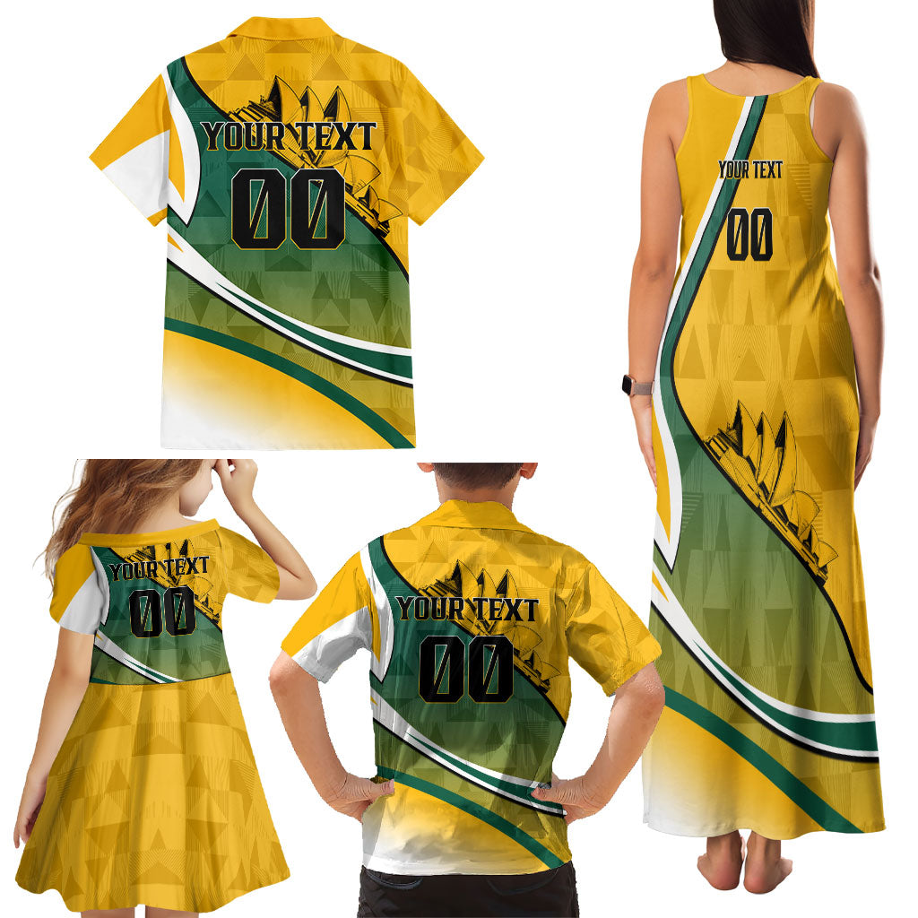 Personalized Australia Soccer Kangaroo Mascot Family Matching Tank Maxi Dress and Hawaiian Shirt Sydney Opera House - Hear the Champions Roar Football