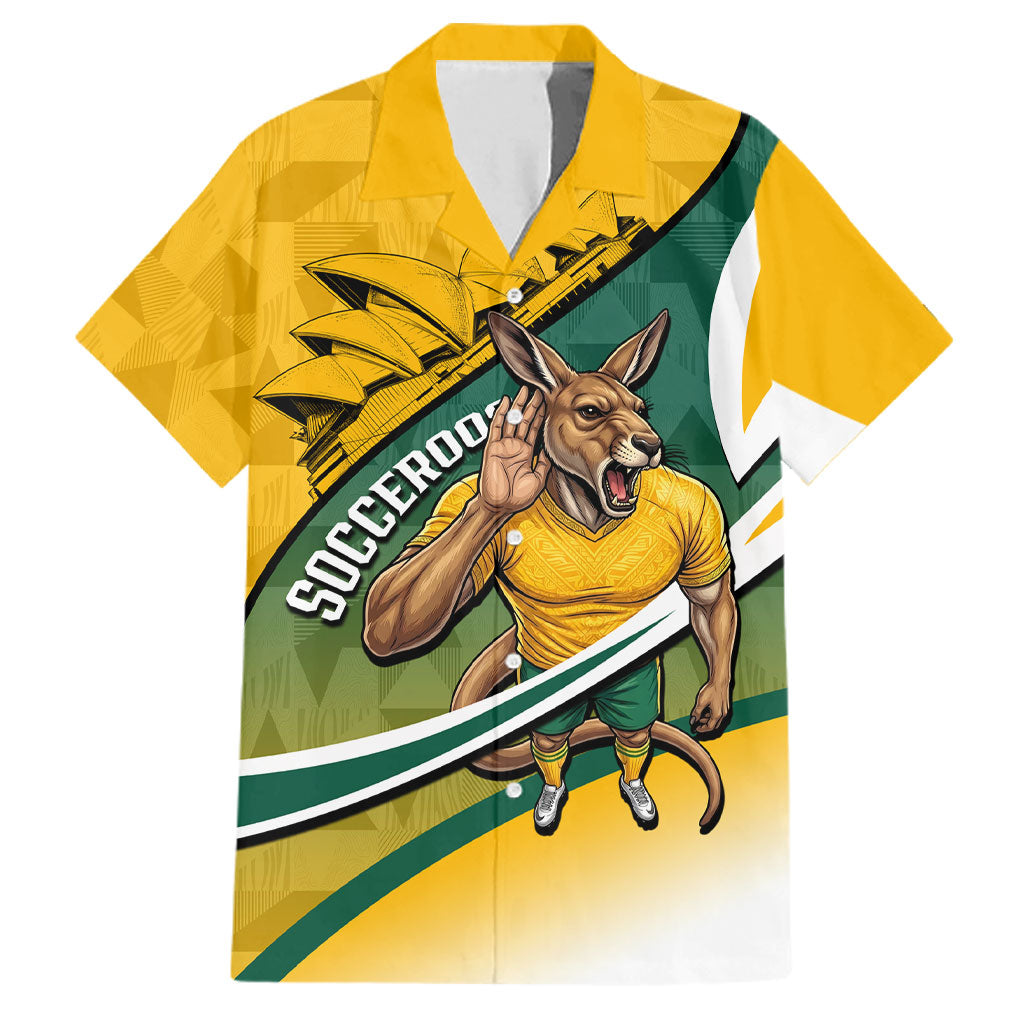 Personalized Australia Soccer Kangaroo Mascot Family Matching Tank Maxi Dress and Hawaiian Shirt Sydney Opera House - Hear the Champions Roar Football