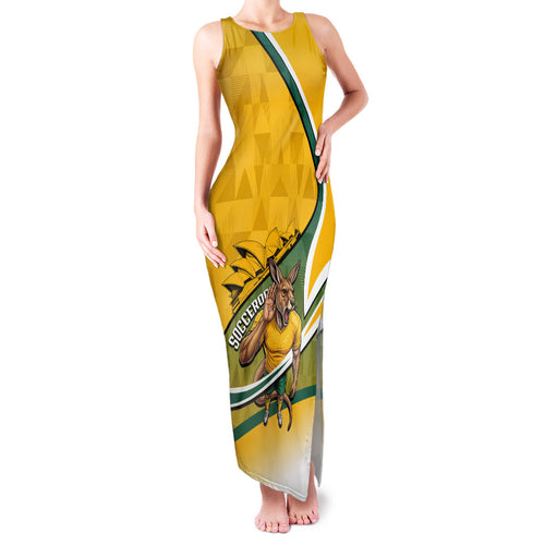 Personalized Australia Soccer Kangaroo Mascot Family Matching Tank Maxi Dress and Hawaiian Shirt Sydney Opera House - Hear the Champions Roar Football