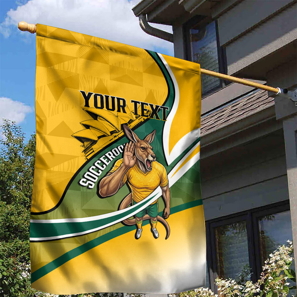 Personalized Australia Soccer Kangaroo Mascot Garden Flag Sydney Opera House - Hear the Champions Roar Football