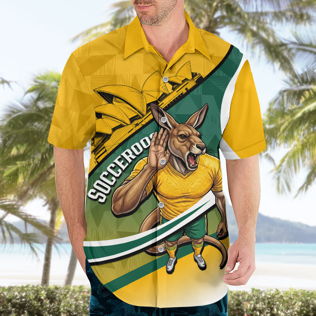 Personalized Australia Soccer Kangaroo Mascot Hawaiian Shirt Sydney Opera House - Hear the Champions Roar Football