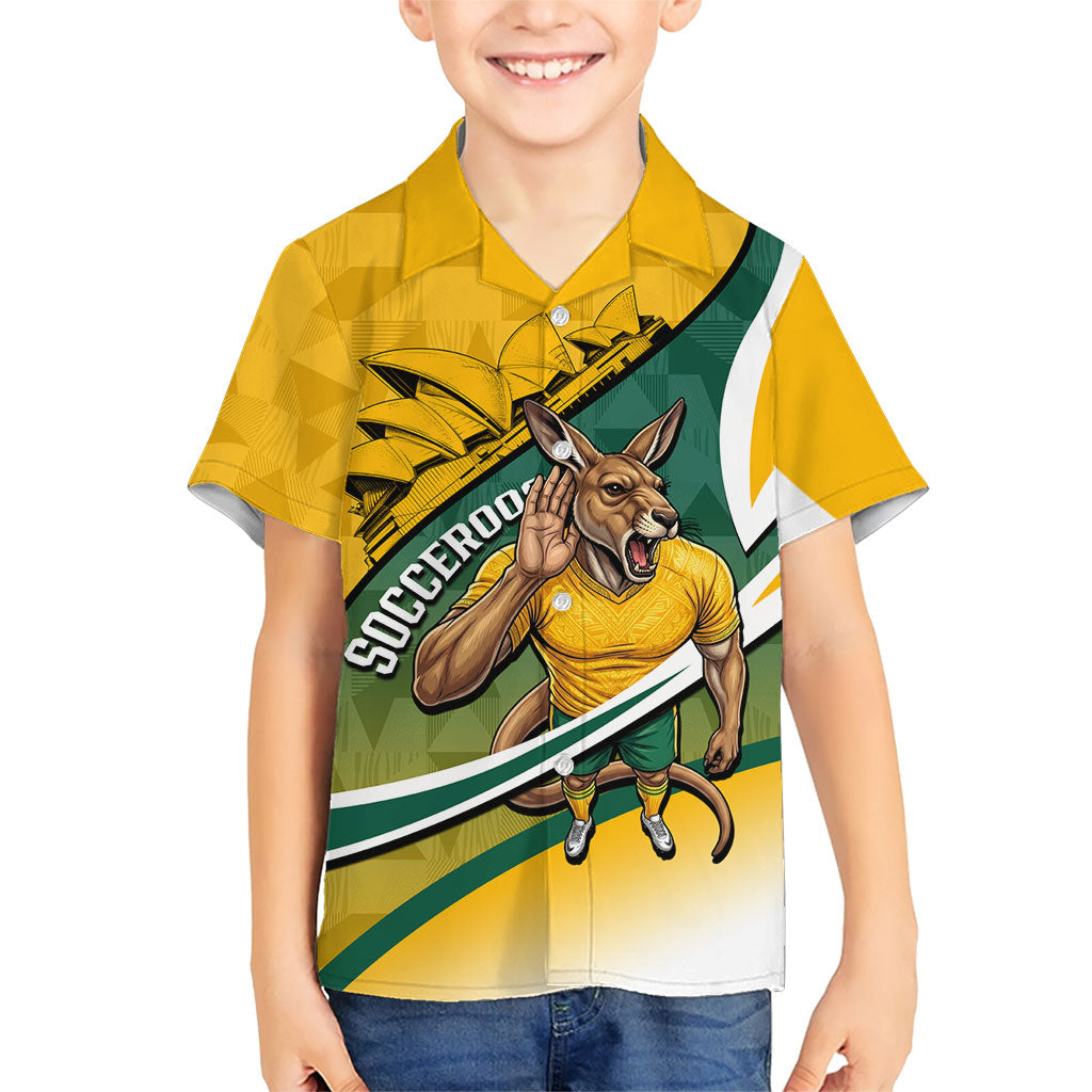 Personalized Australia Soccer Kangaroo Mascot Hawaiian Shirt Sydney Opera House - Hear the Champions Roar Football