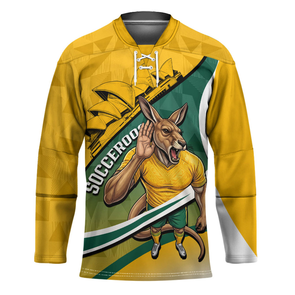 Personalized Australia Soccer Kangaroo Mascot Hockey Jersey Sydney Opera House - Hear the Champions Roar Football