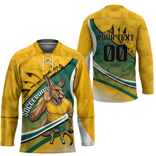 Personalized Australia Soccer Kangaroo Mascot Hockey Jersey Sydney Opera House - Hear the Champions Roar Football