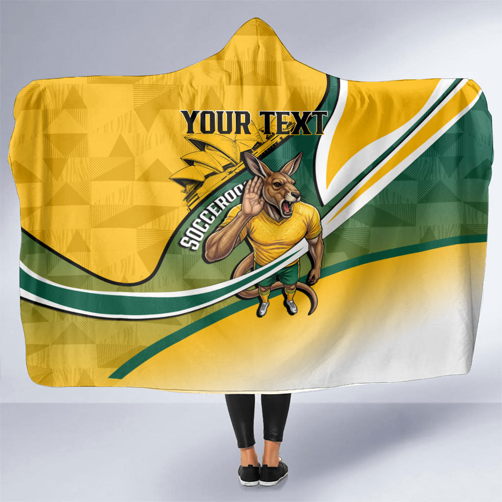 Personalized Australia Soccer Kangaroo Mascot Hooded Blanket Sydney Opera House - Hear the Champions Roar Football