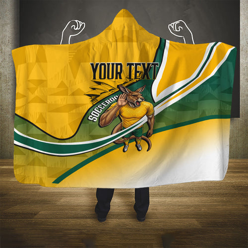 Personalized Australia Soccer Kangaroo Mascot Hooded Blanket Sydney Opera House - Hear the Champions Roar Football